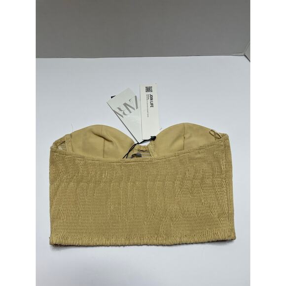 NEW Zara Tube Top Butter Yellow Womens Size Small - Picture 2 of 3